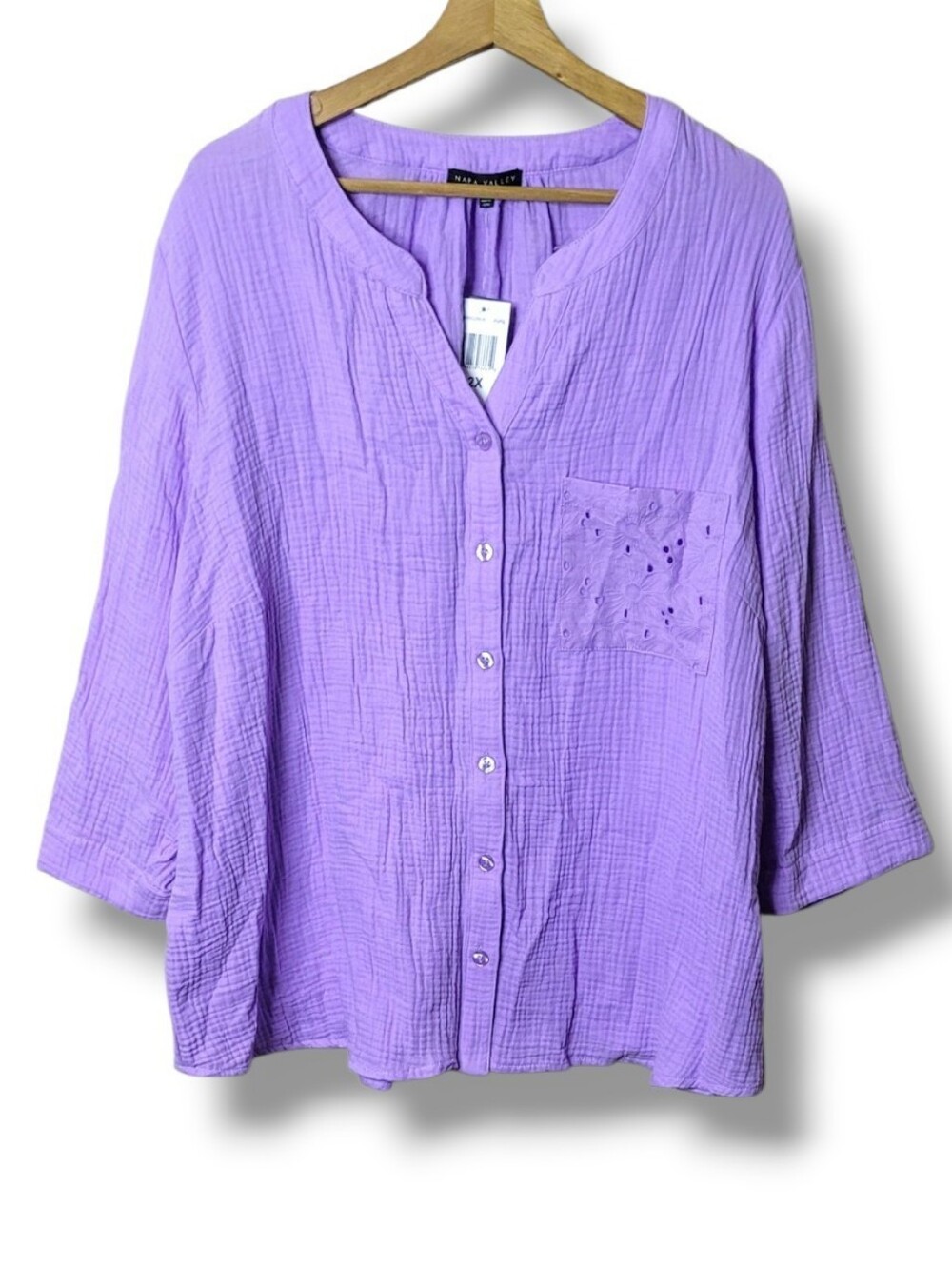 Napa Valley Purple Blouse • Womens Size 2X Double-Gauze Cotton